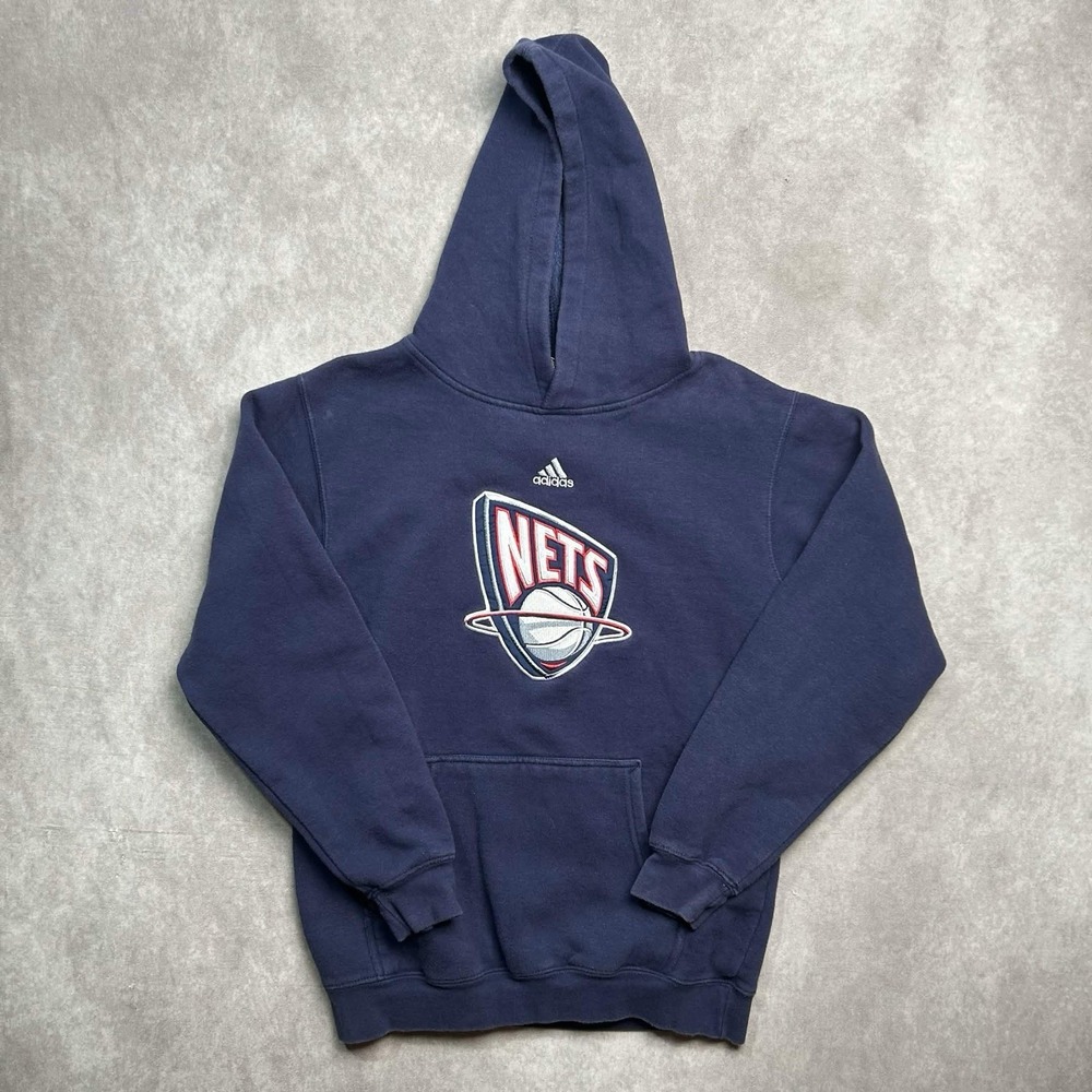 Vtg Adidas NBA New Jersey Nets Hoodie Sweatshirt Youth L 14-16